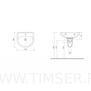 Раковина керамическая с пьедесталом TS-51111