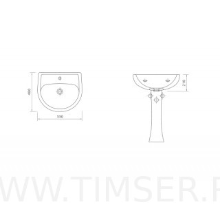 Раковина керамическая с пьедесталом TS-51211