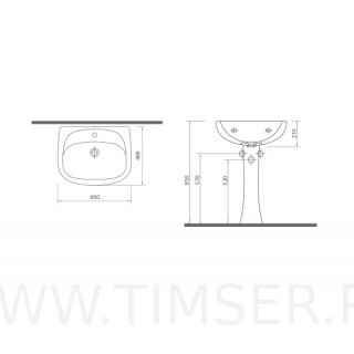 Раковина керамическая с пьедесталом TS-55100
