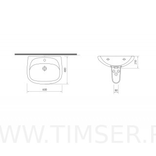 Раковина керамическая с пьедесталом TS-55211